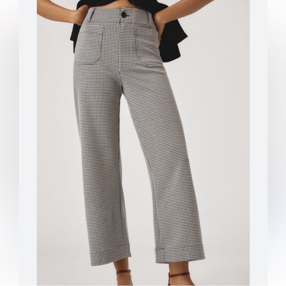 Maeve Black & White Houndstooth Wide-Leg Pants